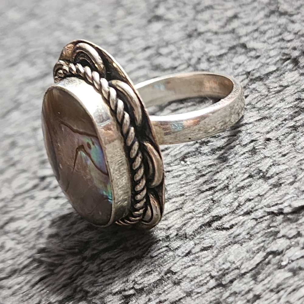 Sterling Silver Abalone Shell Ring - Picture 7 of 8